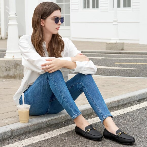 Women's Loafers Comfortable Slip On Business Work Flats Shoes Moccasins Black - Picture 2 of 6